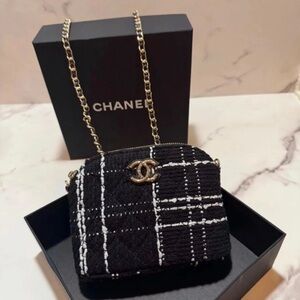 Chanel Black and White Checkered Mini Bag